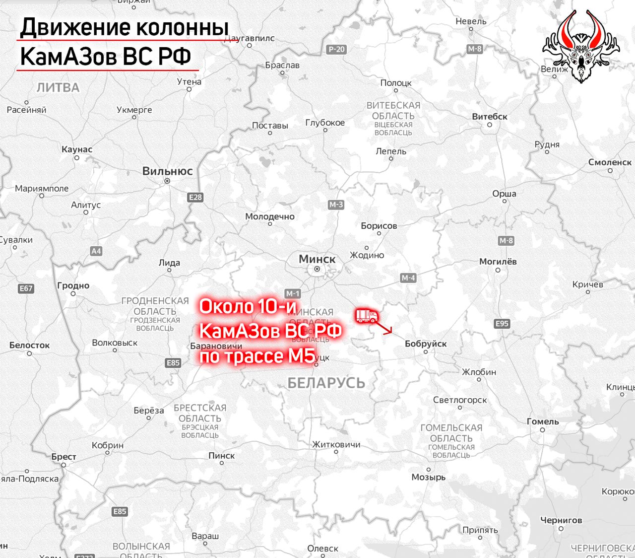 У Білорусі помітили переміщення колони російської техніки в бік України